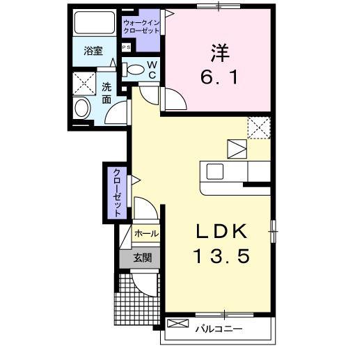 チャーフル・I(1LDK/1階)の間取り写真