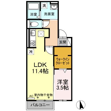 グレースタウン江南 F(1LDK/2階)の間取り写真