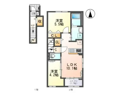 ティーノ フェリーチェ 33(2LDK/2階)の間取り写真