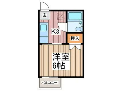 ヤマトハイツ草加(1K/2階)の間取り写真