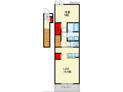 アーサーライン川津A(1LDK/2階)の間取り写真