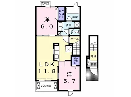 クオーレ優 II(2LDK/2階)の間取り写真