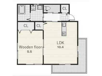 アドバンス唐津西(1LDK/1階)の間取り写真