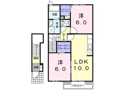 ファイングランツB(2LDK/2階)の間取り写真