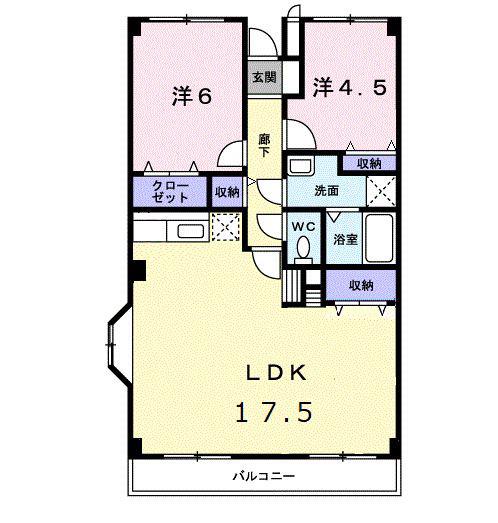 ルミエール(2LDK/2階)の間取り写真