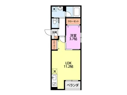 3TWO文京町(1LDK/1階)の間取り写真