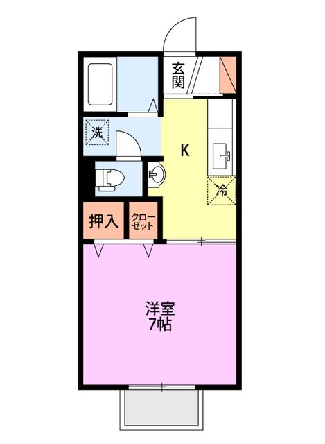 ハウスクローバー(1K/1階)の間取り写真