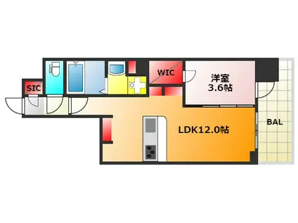 アーバネックス新町I(1LDK/3階)の間取り写真