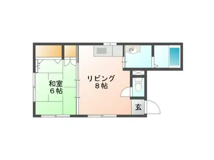 西本舟入南ビル(1LDK/2階)の間取り写真