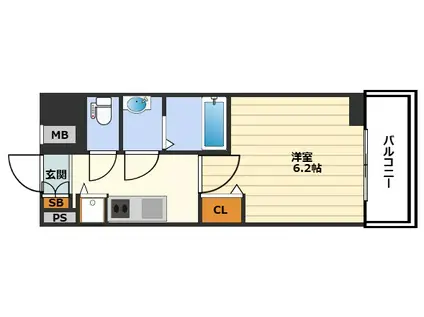 プレサンス扇町駅前(1K/2階)の間取り写真