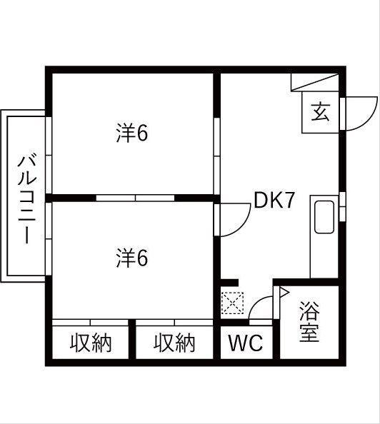 グランドヒルズ(2DK/1階)の間取り写真