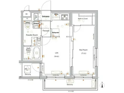 XEBEC八幡山(1LDK/3階)の間取り写真