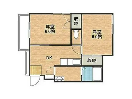 ライブ平松B(2DK/1階)の間取り写真