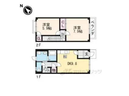 開の里3棟(2LDK/1階)の間取り写真