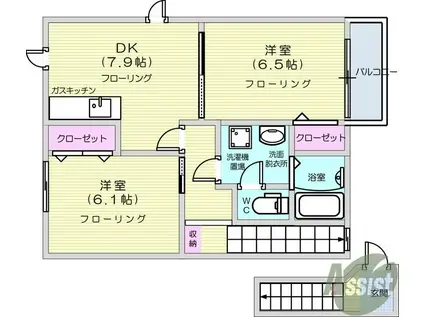 プロムナード(2DK/2階)の間取り写真