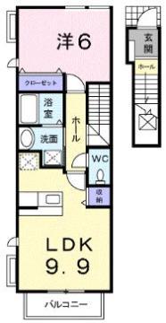 クレメント B(1LDK/2階)の間取り写真