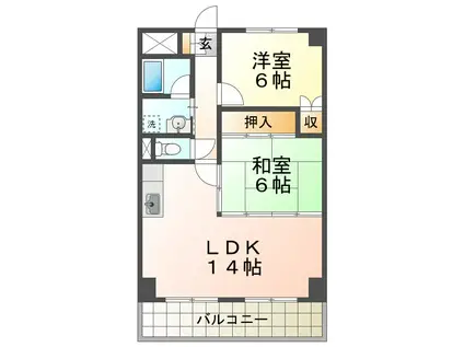 ロイヤルメゾンアドニス(2LDK/5階)の間取り写真