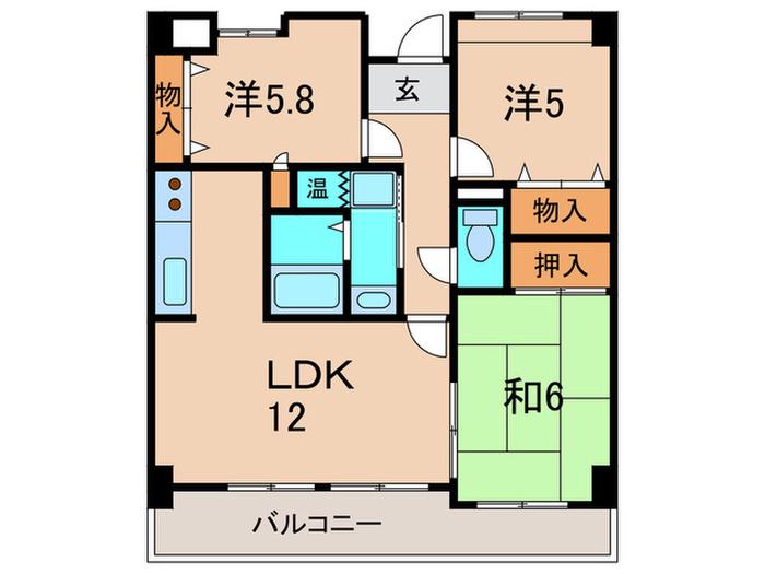 アエロポール伊丹(3LDK/3階)の間取り写真