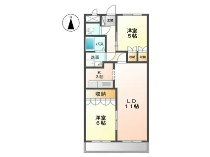 エル・アールの森(2LDK/2階)の間取り写真