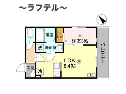 ルミナス所沢(1LDK/3階)の間取り写真