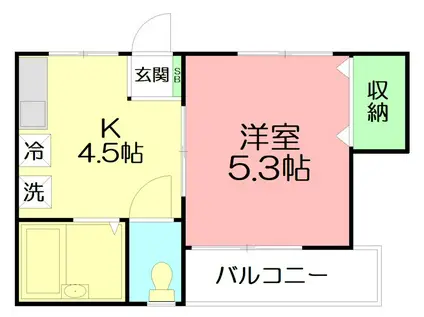 ベルハイム3(1K/2階)の間取り写真