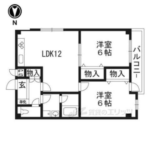 グランドールゼニカ(2LDK/6階)の間取り写真