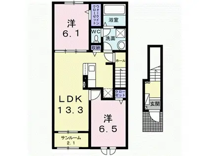 ホップV A(2LDK/2階)の間取り写真