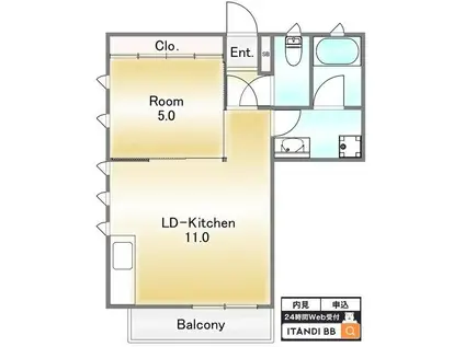 ル シャグリ(1LDK/2階)の間取り写真