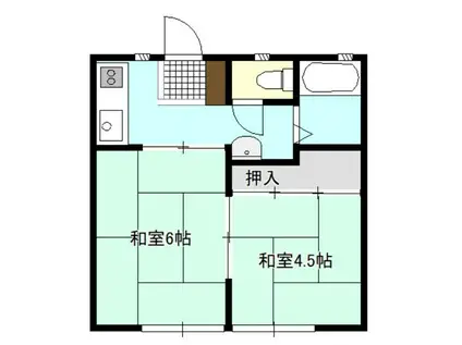 サンシティB(2K/1階)の間取り写真