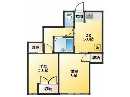 結城ハイツ(2DK/1階)の間取り写真