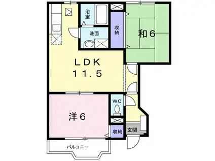 サンクリスタルI(2LDK/1階)の間取り写真
