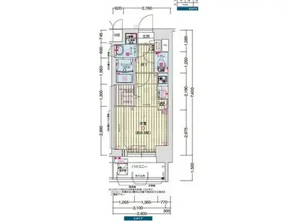 プレサンス名古屋菊井セルカ(ワンルーム/9階)の間取り写真
