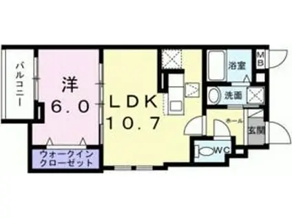 フォーチュンパークIV(1LDK/1階)の間取り写真