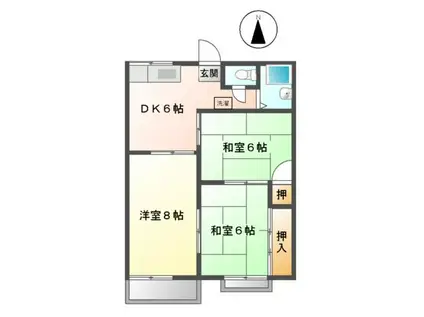 コーポキタハラ(3DK/2階)の間取り写真