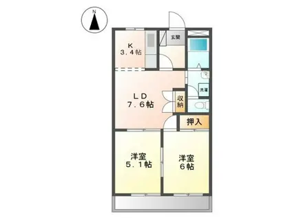 グランドール・ヒロ(2LDK/2階)の間取り写真