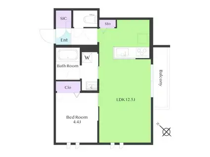 プレミアコート(1LDK/1階)の間取り写真