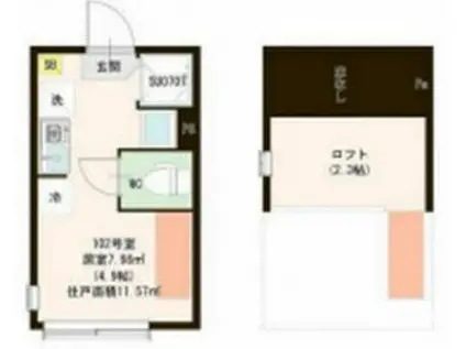 VILLETTA I 亀戸(ワンルーム/2階)の間取り写真