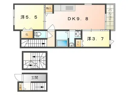 メゾン ジュリア(2DK/3階)の間取り写真