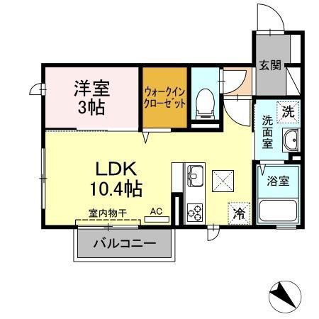 アベニーレ II棟(1LDK/1階)の間取り写真
