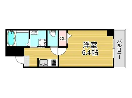 グランパシフィック姫里(1K/2階)の間取り写真