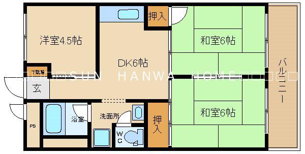 モリタコーポラス(3LDK/3階)の間取り写真