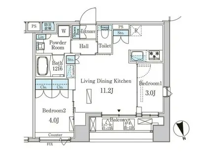 プライマル中央MINATO(2LDK/6階)の間取り写真