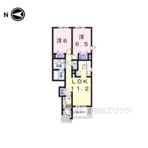 フレア (2LDK/1階)の間取り写真