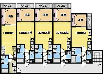 川越こもれびLYCKA(1LDK/3階)の間取り写真