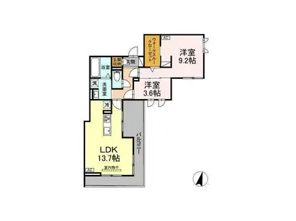 DIOSPERSIMMON長泉 I棟(2LDK/2階)の間取り写真