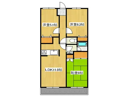 リバーサイド雪沢(3LDK/1階)の間取り写真