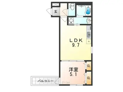 フジパレス鳳中町V番館(1LDK/3階)の間取り写真