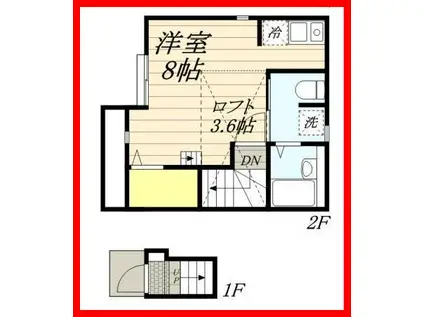 ケーハウス堀切菖蒲園(ワンルーム/2階)の間取り写真