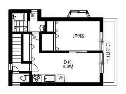 第一キョウワ(1DK/2階)の間取り写真