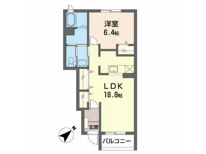ミルト A(1LDK/1階)の間取り写真